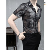ADVBRIDGE  -  Men's short-sleeved shirt, ice silk fabric, thin and new style high-end casual summer printed shirt