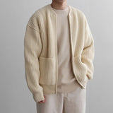 Advbridge Autumn Clothing Men's Luxury Zipper Knitted Cardigan Casual Streetwear Solid Color Long Sleeve Knitwear Retro Pocket Jacket