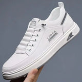 ADVBRIDGE  -  Leather Casual Shoes for Men Breathable White Sneakers Fashion Driving Walking Tennis Shoes for Male Italian Office Flats Shoes