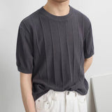 ADVBRIDGE  -  Light-fashioned Style Knitted Polo Shirt for Men's Trendy Brand Simple and Versatile Loose Ice Silk Short-sleeved Cool T-shirt