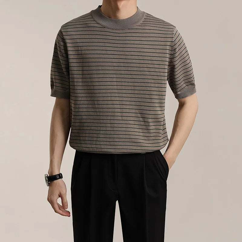 ADVBRIDGE  -  Outfit Striped Contrast Male T-Shirts Graphic Cool Tee Shirt High-Quality Oversized Comfortable T Shirt Comfort Soft Q274