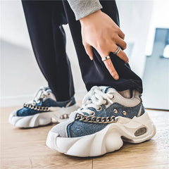 Advbridge Blue Denim Casual Sneakers Men Original Designer Platform Shoes Men Increase Heel Hip Hop Chunky Sneakers Mens Trainers