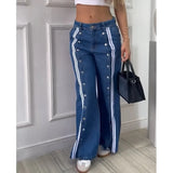Advbridge Women Vintage Blue Jeans Straight Pants Wide-leg Denim Trousers Streetwear Fashion Casual Baggy High Street Jeans