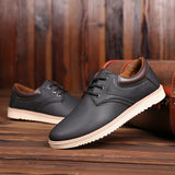 ADVBRIDGE  -   Men Leather Casual Shoes Platform Brand Comfortable Flat Shoes for Men Trendy Men Sneaker Oxfords Shoes Zapatos De Hombre