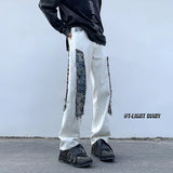 Advbridge American Style Pants Men's Design Sense High Street White Jeans Plus Size Straight Leg Floor Length Pants