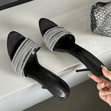 ADVBRIDGE  -  Summer Street Narrow Band Crystal Women Slippers Sexy Thin High Heels Party Prom Open Toe Slide Shoes