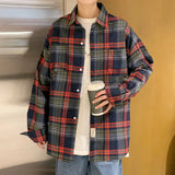 ADVBRIDGE  -  Autumn Long Sleeved Shirt Men Fashion Oversized Plaid Shirt Men Streetwear Korean Loose Casual Shirts Mens Large Size M-5XL