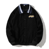 Advbridge Spring Korean Style Jacket Men Corduroy Print High Street Loose Casual College Jackets Preppy Hip Hop Varsity Coat Unisex
