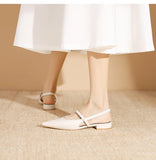 ADVBRIDGE  -  Women's Flat Sandals Minimalist Pointed Flat Sole Shoes One Word Strip with Empty Back Low Heel Women's Shoes Sandalias Mujer