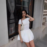 Advbridge Pink Knitted Mini Dress Women Elegant Fashion Off The Shoulder Bodycon Short Dresses Summer Sweet Girl Holiday Beach Dress 2024