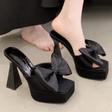 ADVBRIDGE  -  Elegant Bow Square Toe Women Sandals Summer Open Toe Square Heel Women High Heels Fashion Comfortable Super High Heel Dress Shoe