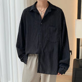 Advbridge Shirts for Men Hollow Out Lapel Men Blouse Vacation Sexy Handsome Fashion Men Clothing Mesh Long-sleeved Shirts Black/Apricot