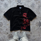ADVBRIDGE  -  Harajuku lip print fun aesthetic POLO collar high street short-sleeved T-shirts for men hip-hop sports and casual Y2K baggy tops