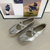 ADVBRIDGE  -  Women Sneakers Flat Shoes Woman Flats Mary Jane Ballet Shoes for Women Red Yellow Silver Split Toe Flats Summer