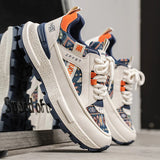 ADVBRIDGE  -  Harajuku Style Blue High Top Sneakers Men EspadrillesBreathable Vulcanized Sneaker New Designer Print Canvas Shoes for Men