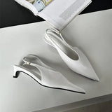 Advbridge Bailamos Solid Summer New Sandals Women Fashion Pointed Toe Ladies Elegant Slingback Sandal Med Heel Dress Pumps Shoes Lady