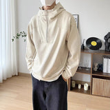 Advbridge Mens American High Street Half-Zip Couple Hoodie Autumn Winter Genderless Trendy Solid Color High Collar Hooded Jacket Unisex