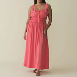 ADVBRIDGE  -  Women Square Neck Dress Summer Sleeveless Low Cut Ruffle Bustier Long Dress A Line Flowy Beach Dresses