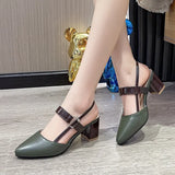 Advbridge Zapatos De Mujer Women Casual Pointed Toe Black Patent Leather Buckle Strap High Quality Heel Shoes for Party A1021
