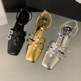 Advbridge Weave Flat Roman Sandals for Women Crystal Buckle Square Toe Low Heel Slingback Shoes Fashion Designer Shoes Sandalias De Mujer