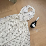ADVBRIDGE  -  French Polka Dot Dress Women Temperament Summer Halter Backless Long Chiffon Sundress with Bra Elegant Party Women's Dresses