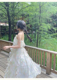 Advbridge France Vintage Sweet Tie-dyed Fairy Dress Summer Women Elegant Chic Ruffles Princess Dresses Female Casual Beach Vestidos