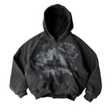 Advbridge British Gothic Punk Style Printed Star Patch Embroidery Mens and Womens Hooded Cardigan Harajuku Retro Oversized Bat Sleeve Top