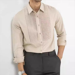 Advbridge Autumn Men's Clothing Light Luxury Long-sleeved Dress Shirt Solid Color Slim Retro Leisure Patchwork Korean Popular Clothes