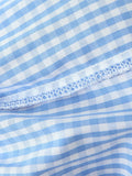 ADVBRIDGE  -  Blue Plaid Shorts 2 Piece Set V Neck Puff Sleeveless Lace-up Crop Blouse+Shorts Simple Casual Fashion Summer Suits For Women New