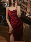 Advbridge Fashion Bodycon Women Red Dress Satin Sleeveless Spaghetti Strap Sexy Party Club Vestidos Female Casual Evening Mujers Robe