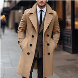 Advbridge Autumn Winter Men's Woolen Coats Business Casual Fashion Double Breasted Long Woolen Trench Male England Style Wool Blends Coat