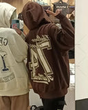 Advbridge Retro High Street Letter Print Loose Casual Zipper Hoodie Men, Fashionable and Versatile Harajuku Y2K Oversized Sweatshirt Women
