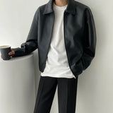 Advbridge Autumn Black Leather Jacket Men Fashion Oversized Leather Jackets Mens Streetwear Korean Loose Hip-hop Bomber Jacket Men Coat