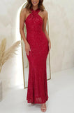 ADVBRIDGE  -  Party Dresses For Women Sexy Sequin Night Robe Off Shoulder Sleeveless Bodycon Evening Maxi Dress Clothing New Year Dress