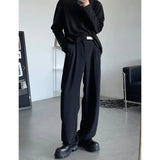 ADVBRIDGE  -   Brown Black Suit Pants Men Fashion Social Mens Dress Pants Korean Loose Business Casual Pants Mens Office Formal Trousers M-3XL