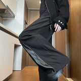 Advbridge PU Leather Patchwork Wide Leg Pants Men Zipper Hip Hop Fashion Harajuku High Street Loose Casual Pants Ropa Hombre