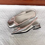 Advbridge Summer Women's Flats Sliver Boat Shoes Square Toe Slip on Flat Shoes for Woman Ballet Flats Comfortable Bow Women's Sandals