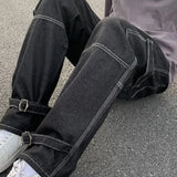Advbridge Cargo jeans Men Wide Leg Jeans Hip Hop Casual Men's Straight Baggy Denim Pants Streetwear Skateboard Pant Neutral Trousers
