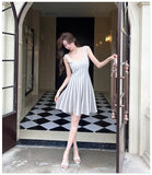 ADVBRIDGE  -  French Elegant Knitted Dress Women Black Sexy Stripe Fashion Square Collar Strap Knitting Dresses Casual Korean Style Feminine