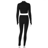 Advbridge -  Two Pieces Set Women Matching Sets Slim Zipper Long Sleeve Tops And Skinny Pencil Autumn Winter Streetwear Casual Pants Sets