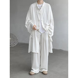 ADVBRIDGE  -  M-5XL Plus Size Men Chinese Tang Suit Tai Chi Set Kung Fu Long Sleeve Shirt and Pants Uniform Knot Buttons Long Shirt Man XXXXXL