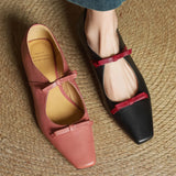 ADVBRIDGE  -  Women's cow leather double bowtie slip-on flats loafers square toe high quality female sweet daily moccasins shoes for woman hot