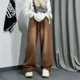 ADVBRIDGE  -  Brown Baggy Jeans Men Fashion Casual Vintage Jeans Men Streetwear Hip-hop Loose Straight Jeans Mens Retro Denim Trousers M-3XL