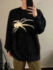 Advbridge Spider Pattern Knitting Sweater Men Women Mohair Soft Loose Knitted Jumpers Autumn Street Harajuku College Knit Pullovers Couple