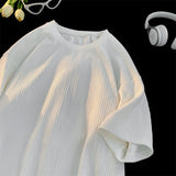 ADVBRIDGE  -  Men's Ice Silk Short Sleeve T-shirt Summer Thin Style Loose Fit Round Neck Quick Dry Sports Casual Half Sleeve Body Top Q42
