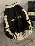 Advbridge Skull Embroidery Print Winter Zipper Vintage Cardigan Sweater Harajuku Goth Streetwear Y2K Fashion Casual Men Women Sweater