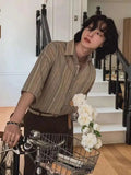 ADVBRIDGE  -  Men's Shirts New 2025 Spring Summer Striped Shirt Short Sleeve Turn-down Collar Male Clothing Korean Style Men Tops