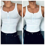 Advbridge Sexy Vest Men Sleeveless Half Open Zipper Slim T-shirt Spring Summer Fitness Muscles Sport Training Tight Fit Tank Top Clothing