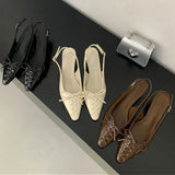 ADVBRIDGE  -  New Designer Sandals for Women Summer Slingback High Heels Dress Shoes Cross-tied Shallow Fashion Low Heel Mules Pumps Women