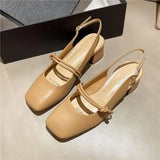 Advbridge Summer Women's Shoes Casual Heels Navy Blue Pumps 2025 Shallow Mouth Sweet Sandals Ladies Comfortable Low Orange Straps Branded